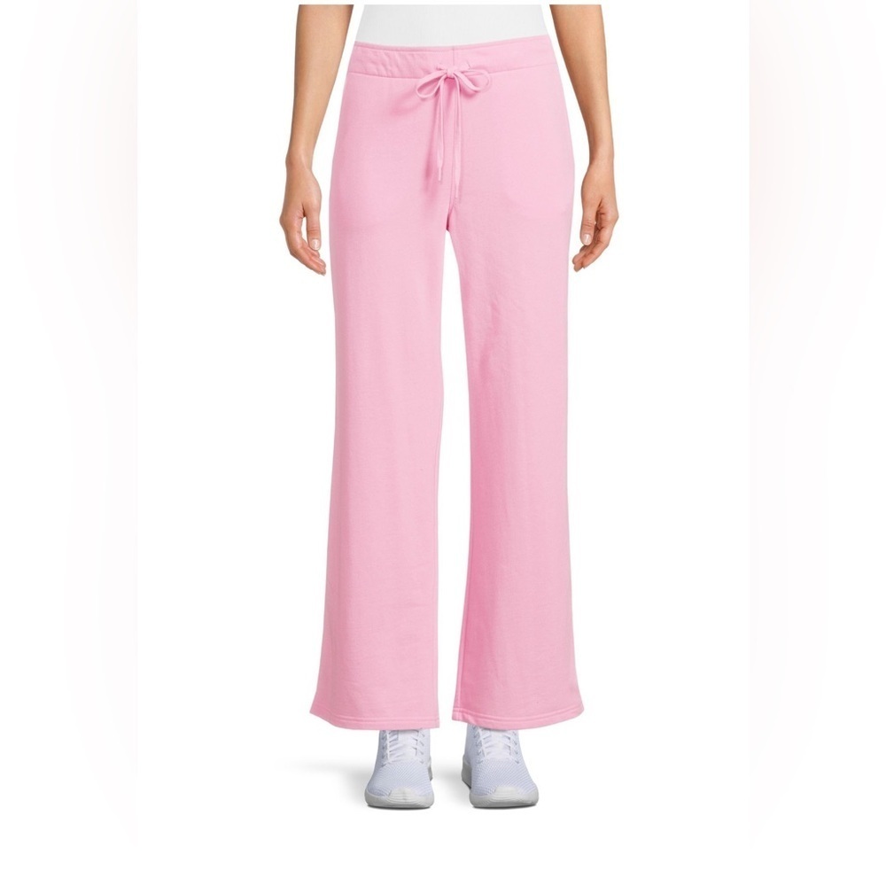 Avia French Terry High-Rise Yoga Pants Flare XL 16-18 Bermuda Pink Pockets